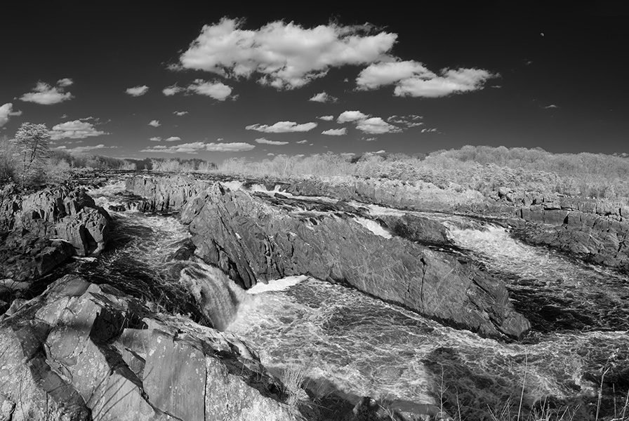 Wide Infrared Photographic Panorama of Rocky Gorge.